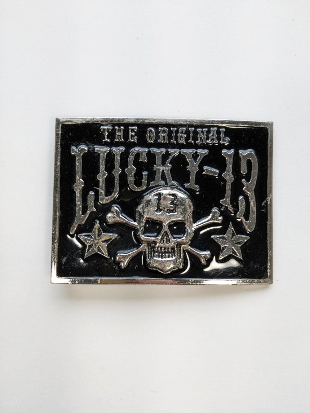 Lucky 13 Original Skull and Crossbones Belt Buckle Metal & Enamel